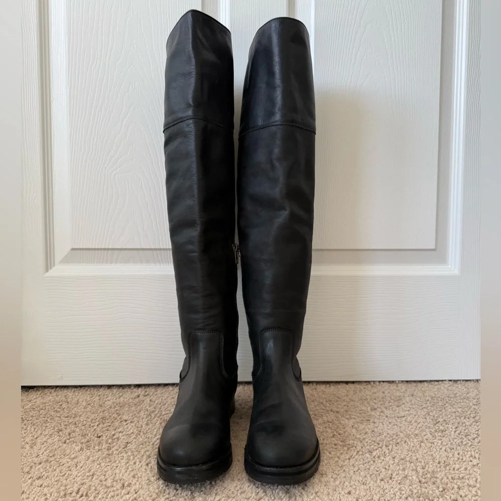 Frye Melissa Leather Over-The-Knee‎ Boots in black size 6